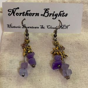 Handmade beaded drop dragonfly earrings